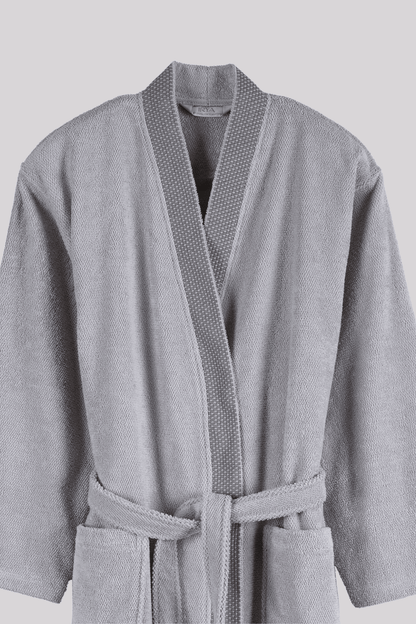 Travertine %100 Pamuk Kadın Bornoz Gri