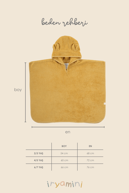 Tiny Bear Organic Cotton Kids Poncho Mustard