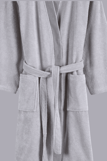 Travertine %100 Pamuk Kadın Bornoz Gri