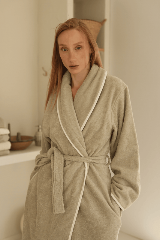 Allesi %100 Pamuk Bornoz Takımı Mint