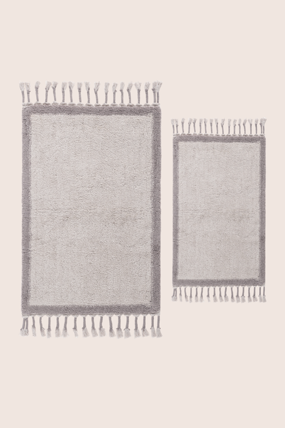 Root 2’li Takım Banyo Paspası Bambu 40x60+60x90 cm Koyu Gri