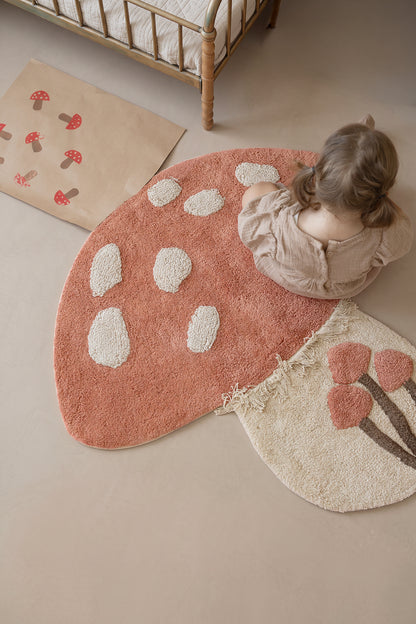 Mushroom Tekli %100 Pamuk Çocuk Odası Halısı 90x90 Cm Brick