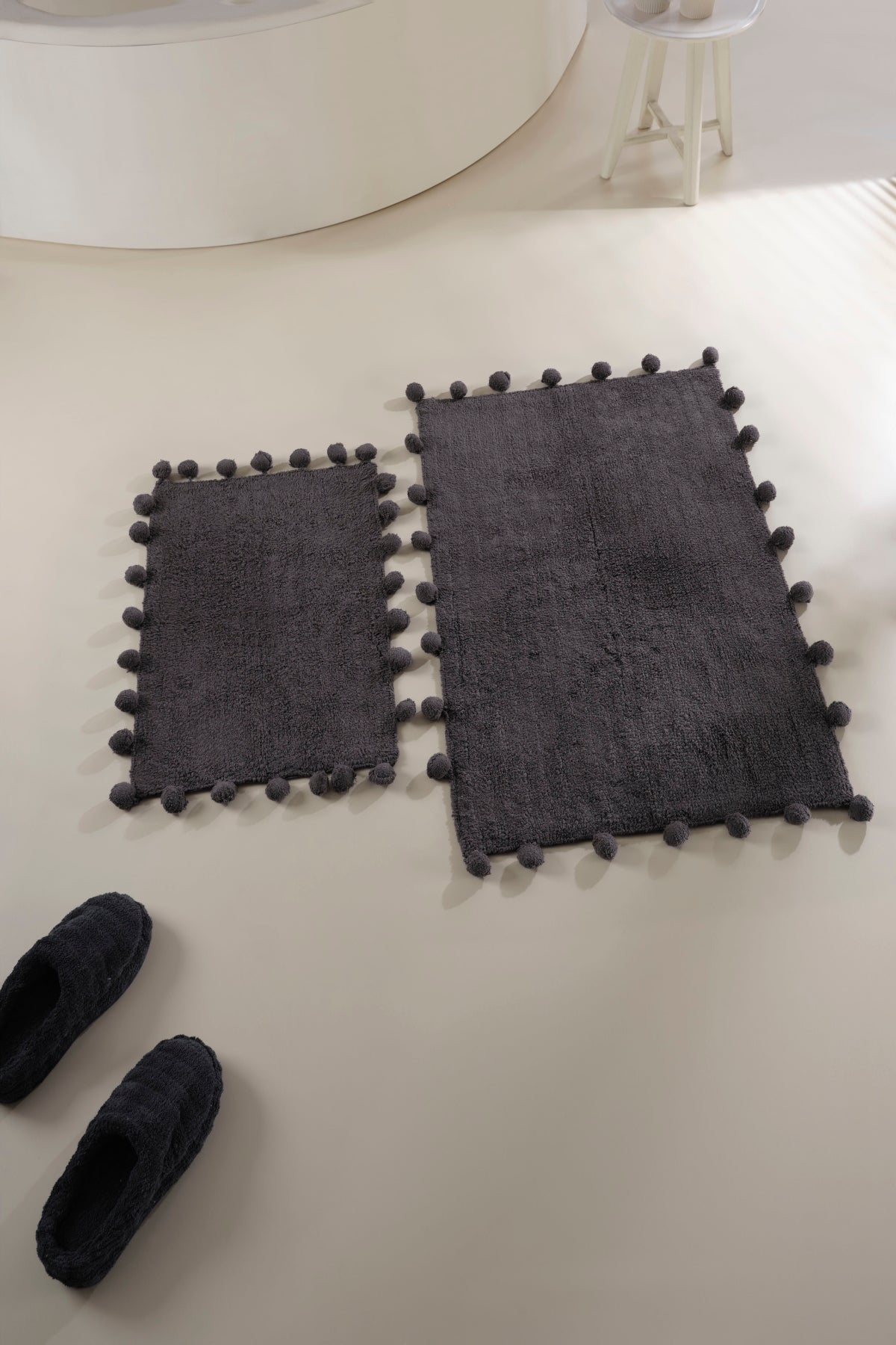 Alya 2 Piece Set Bath Mat 100% Cotton 40x60 + 60x90 Anthracite