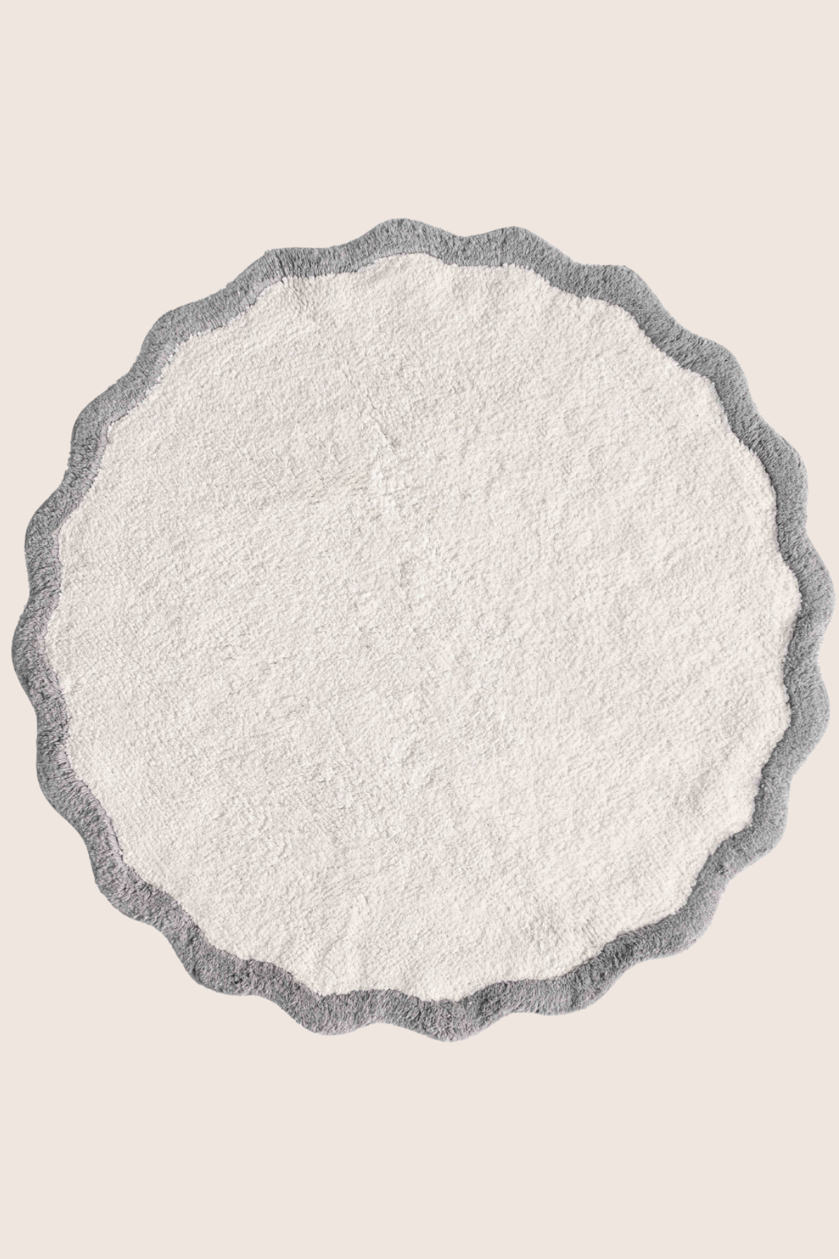 Scallop Yuvarlak Bambu Banyo Paspası 120x120 Cm Gri