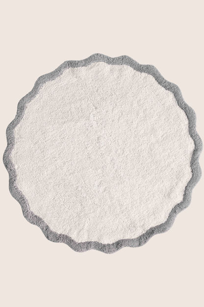 Scallop Yuvarlak Bambu Banyo Paspası 120x120 Cm Gri