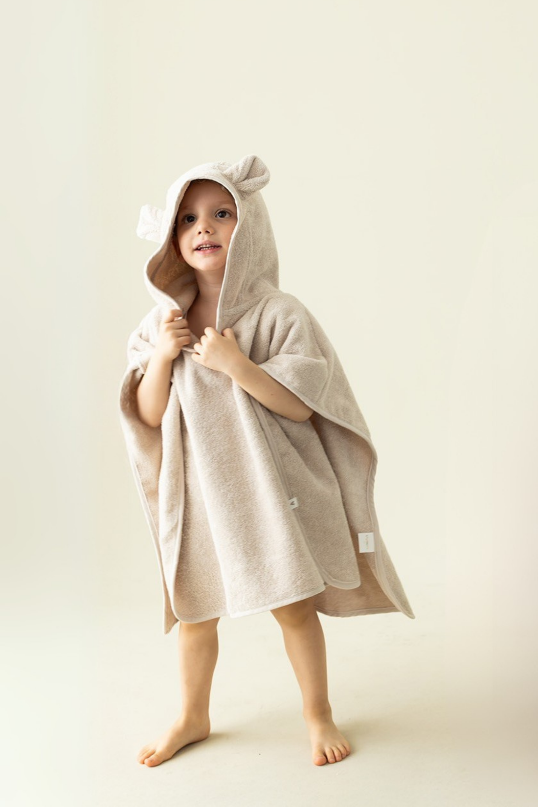 Tiny Bear Organic Cotton Kids Poncho Beige