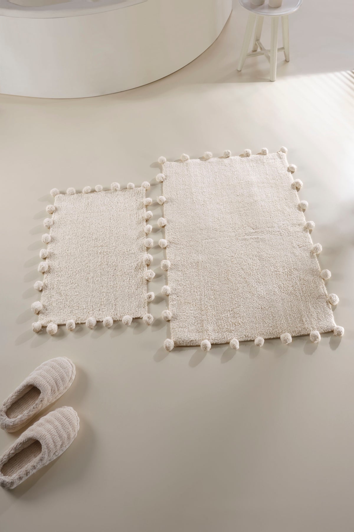 Alya 2’li Takım Banyo Paspası %100 Pamuk 40x60 + 60x90 Ekru
