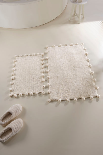 Alya 2’li Takım Banyo Paspası %100 Pamuk 40x60 + 60x90 Ekru