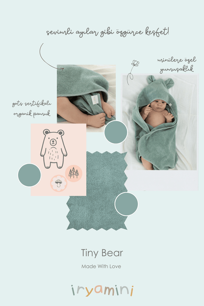 Tiny Bear Organik Pamuk Bebek Kundak Mint 75x75