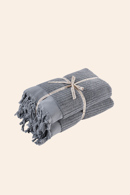 Ege %100 Pamuk 2'li Banyo Havlu Seti 80x150 cm Salvia Blue