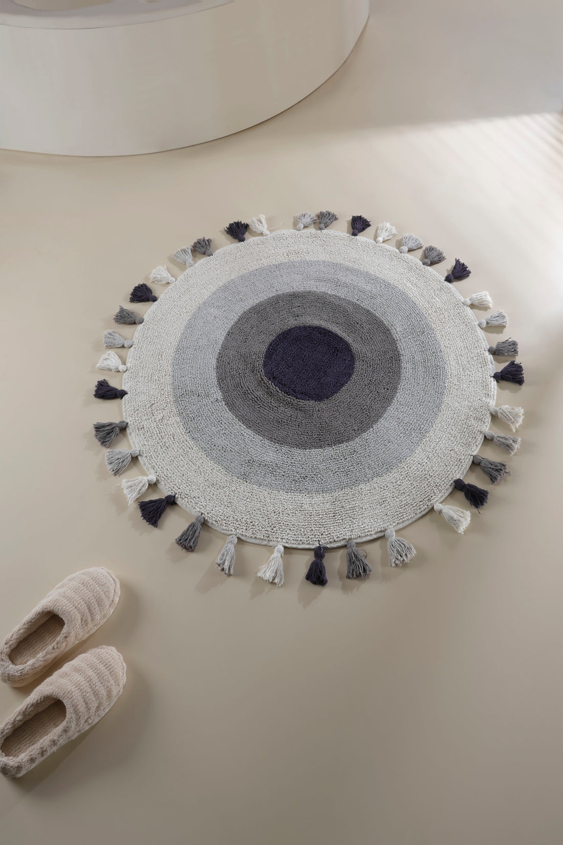 Laura Round Bath Mat 100% Cotton 100x100 Ecru