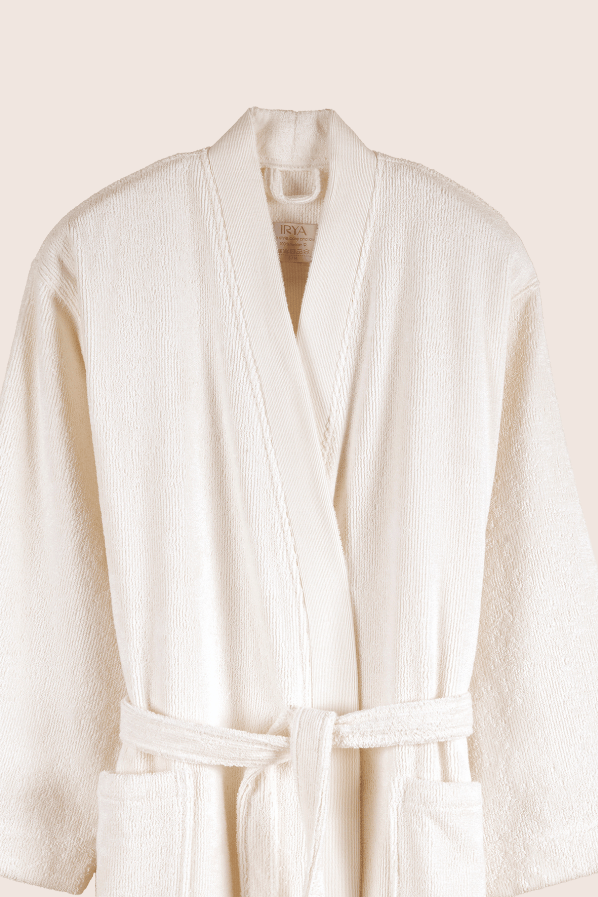 Solena %100 Pamuk Kadın Bornoz Ekru