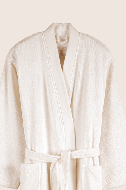 Solena %100 Pamuk Kadın Bornoz Ekru