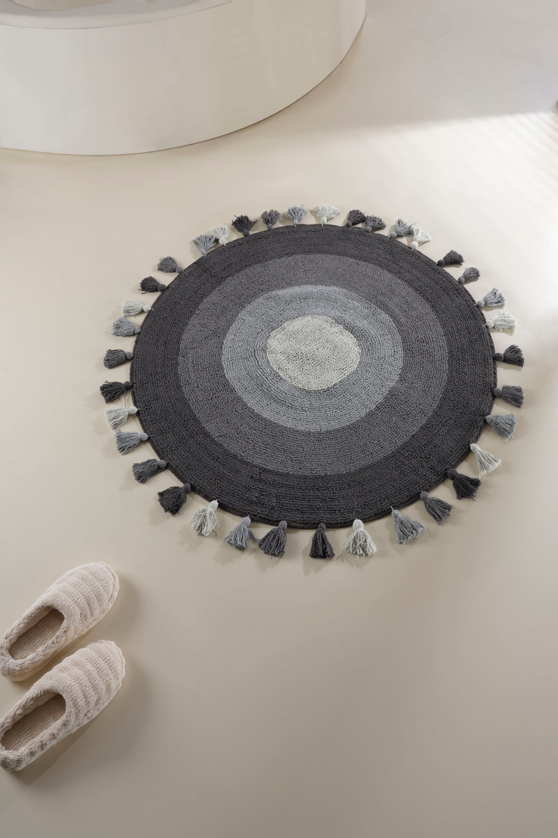 Laura Round Bath Mat 100% Cotton 100x100 Anthracite