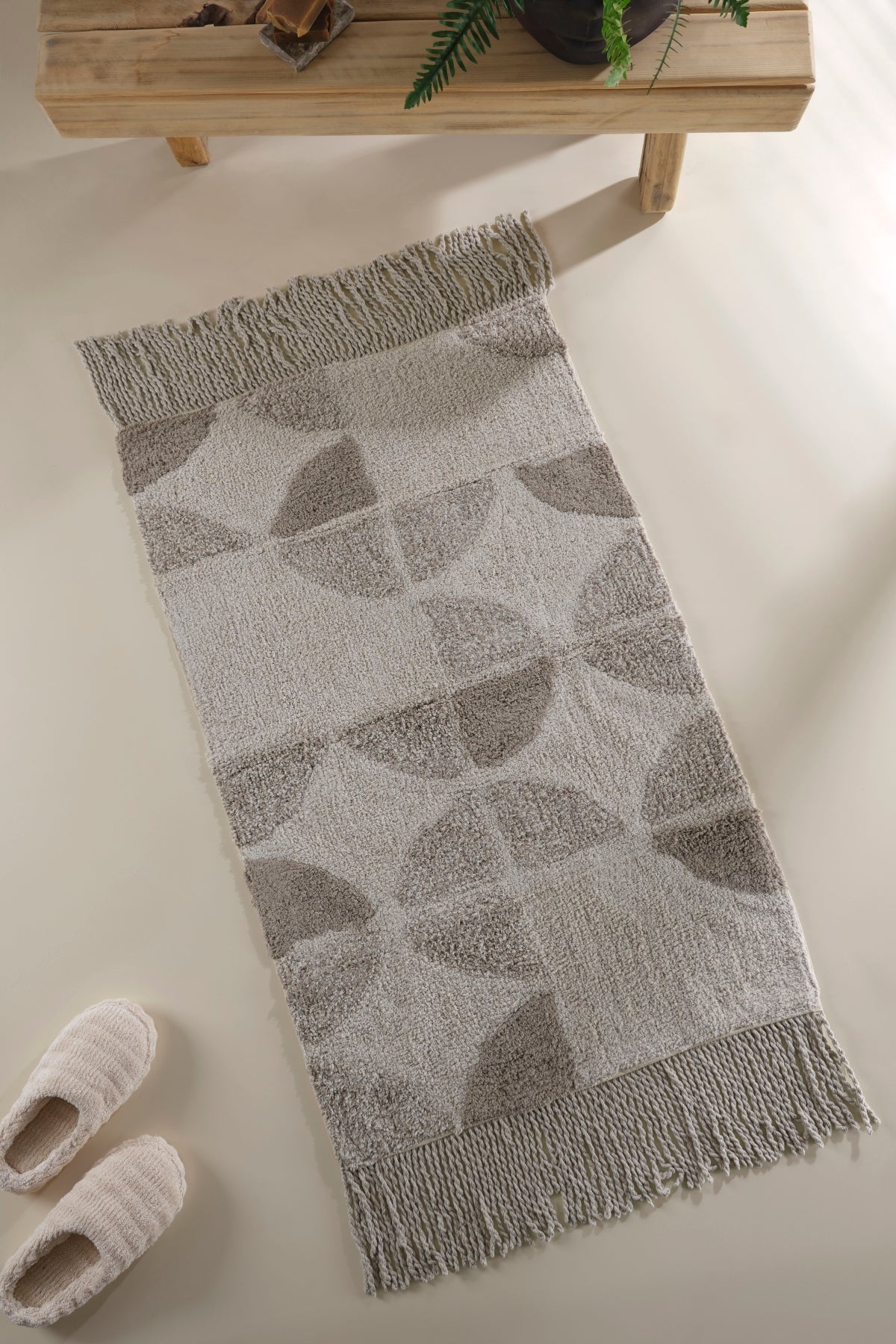 Brook Tekli Banyo Paspası %100 Pamuk 70x110 Bej