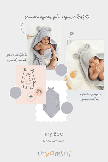 Tiny Bear Organic Cotton Baby Swaddle Gray 75x75