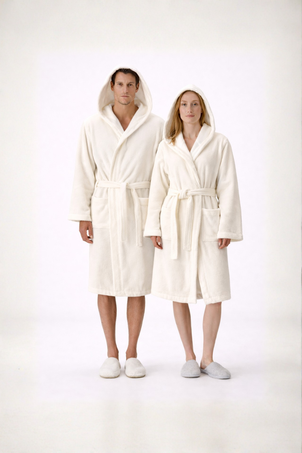 Miro %100 Pamuk Bornoz Takımı Ekru