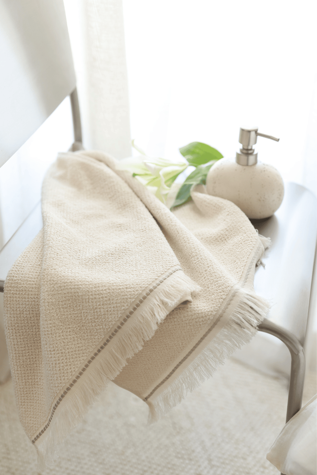 Travertine %100 Pamuk Banyo Havlusu 70x140 Açık Bej