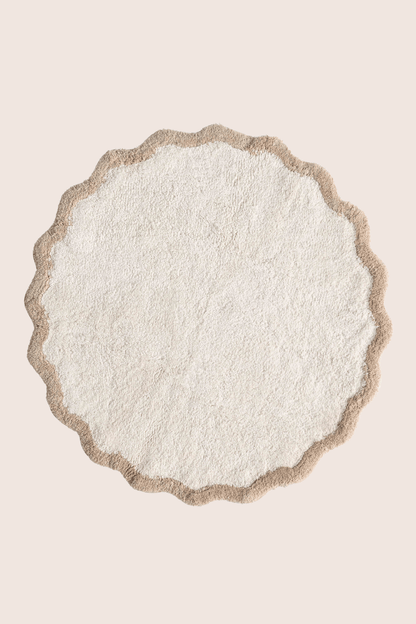 Scallop Yuvarlak Banyo Paspası Bambu 90x90 Bej