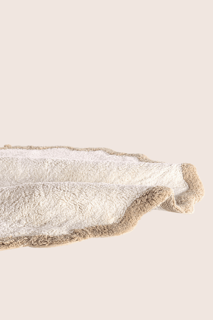 Scallop Yuvarlak Banyo Paspası Bambu 90x90 Bej