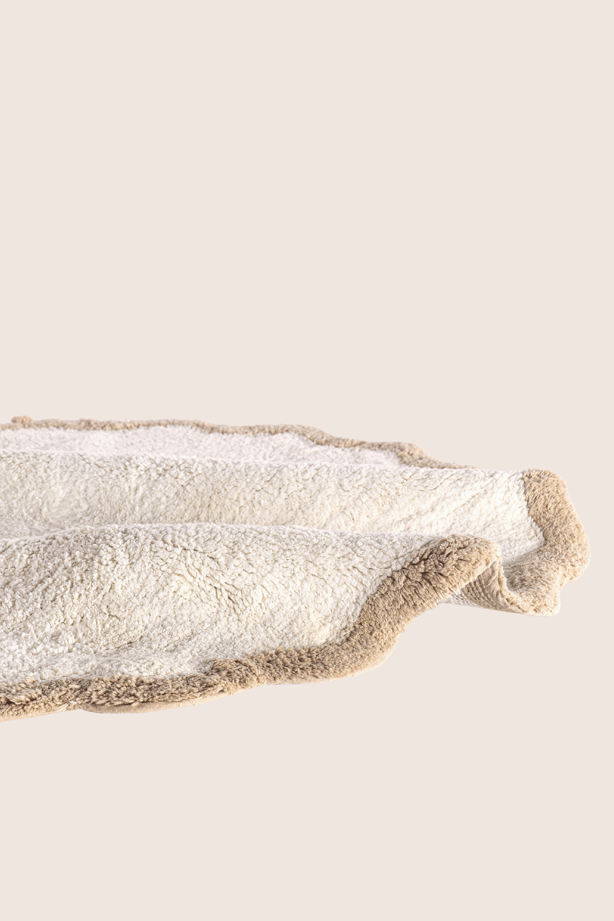 Scallop Yuvarlak Bambu Banyo Paspası 120x120 Cm Bej