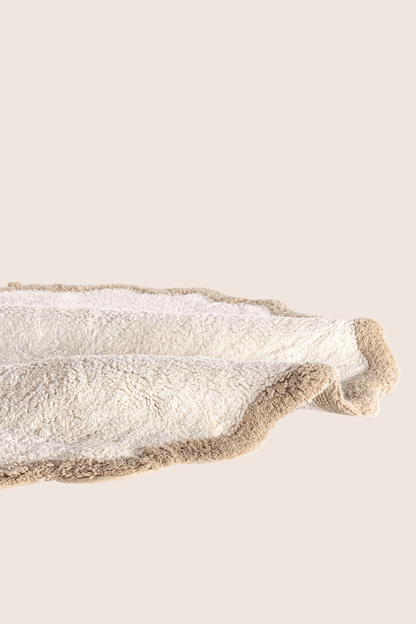 Scallop Yuvarlak Bambu Banyo Paspası 120x120 Cm Bej