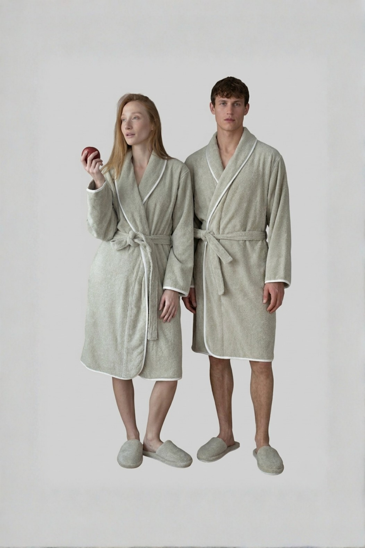 Allesi %100 Pamuk Bornoz Takımı Mint