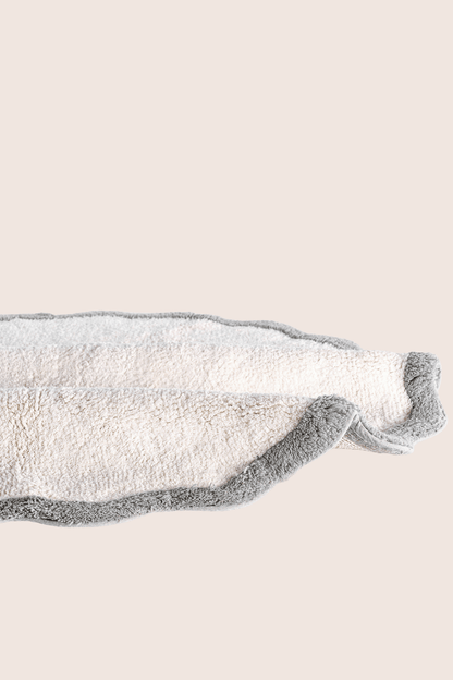 Scallop Yuvarlak Bambu Banyo Paspası 120x120 Cm Gri