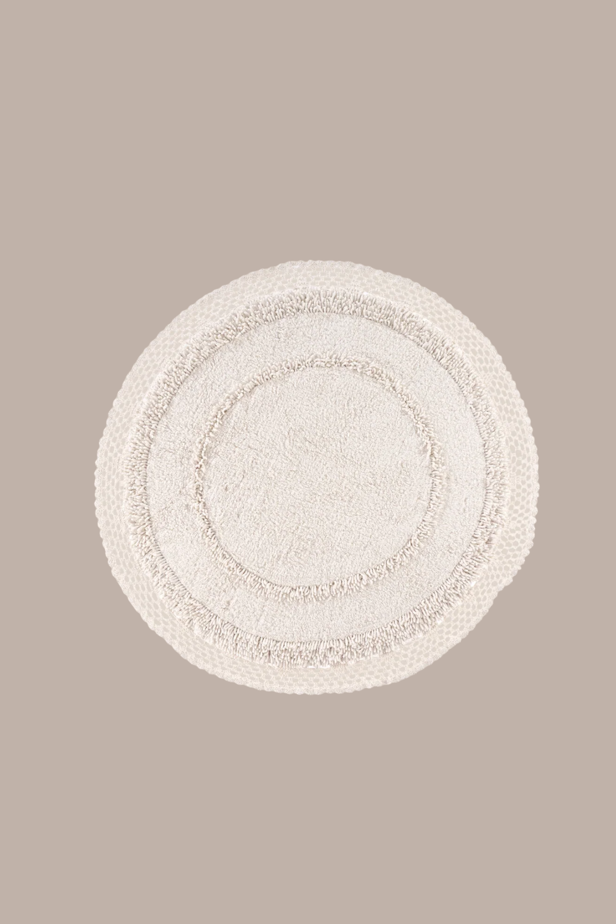 Moon Yuvarlak %100 Pamuk Banyo Paspası 90x90 Cm Ekru