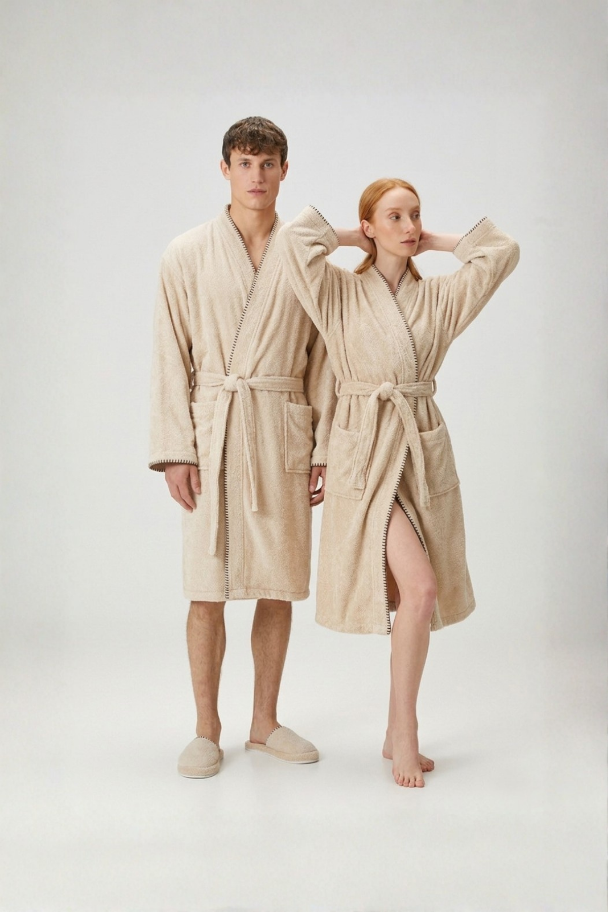 Shadow %100 Pamuk Bornoz Takımı Bej