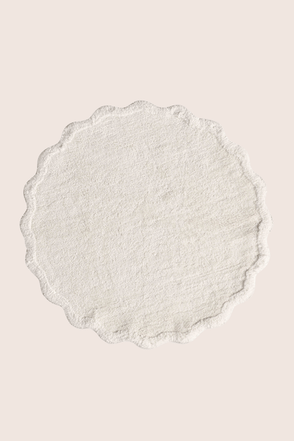 Scallop Yuvarlak Banyo Paspası Bambu 90x90 Ekru