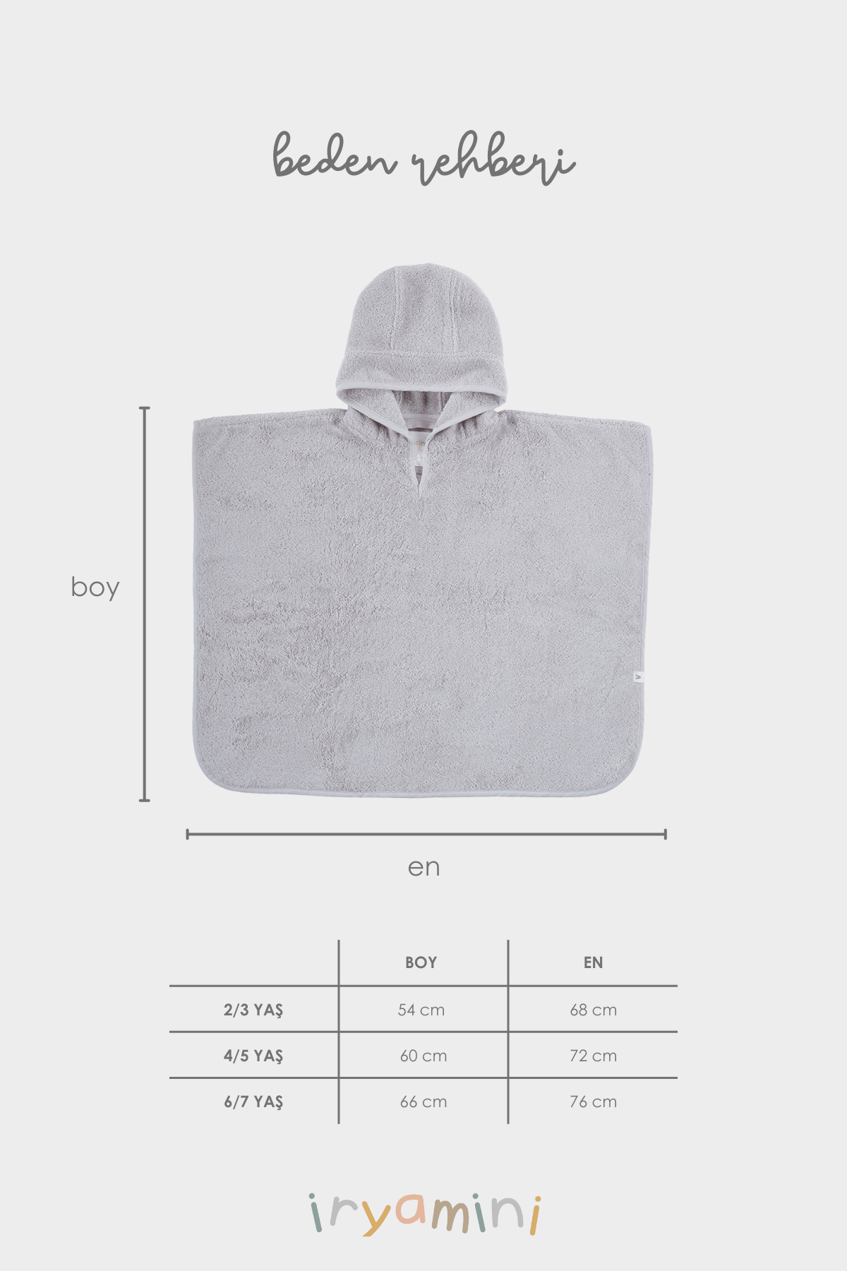 Tiny Bear Organic Cotton Kids Poncho Gray