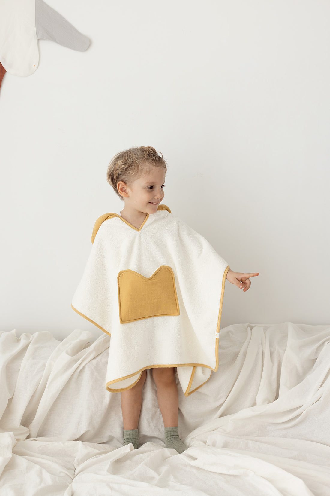 Joy of Colors Organic Cotton Muslin Detailed Child Poncho Mustard