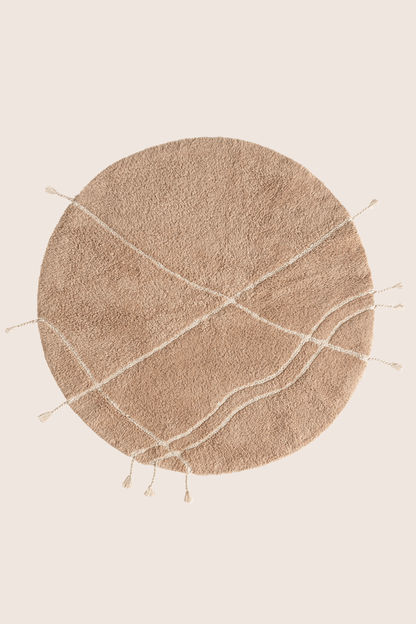 Travertine Yuvarlak Banyo Paspası %100 Pamuk 100x100 Kahverengi