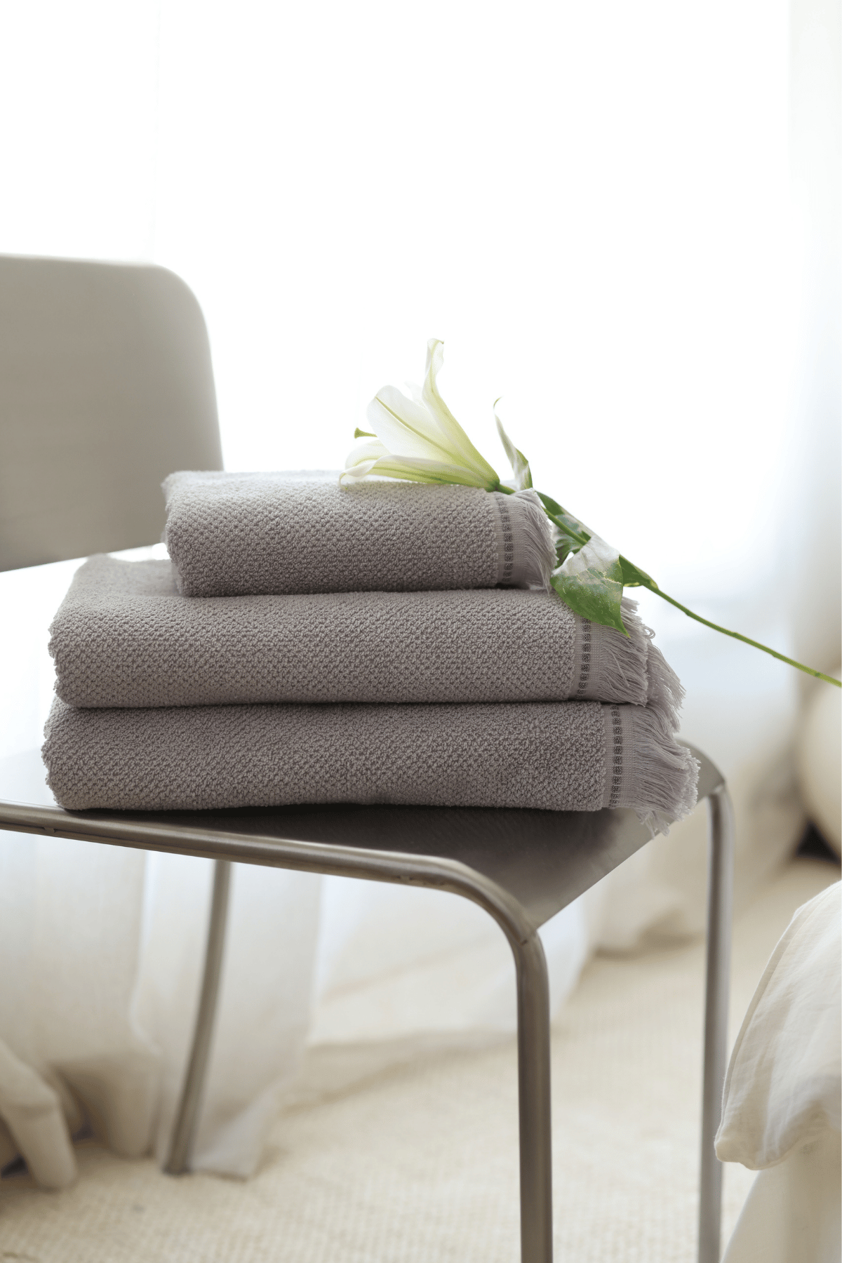 Travertine %100 Pamuk Yüz Havlusu 50x90 Gri