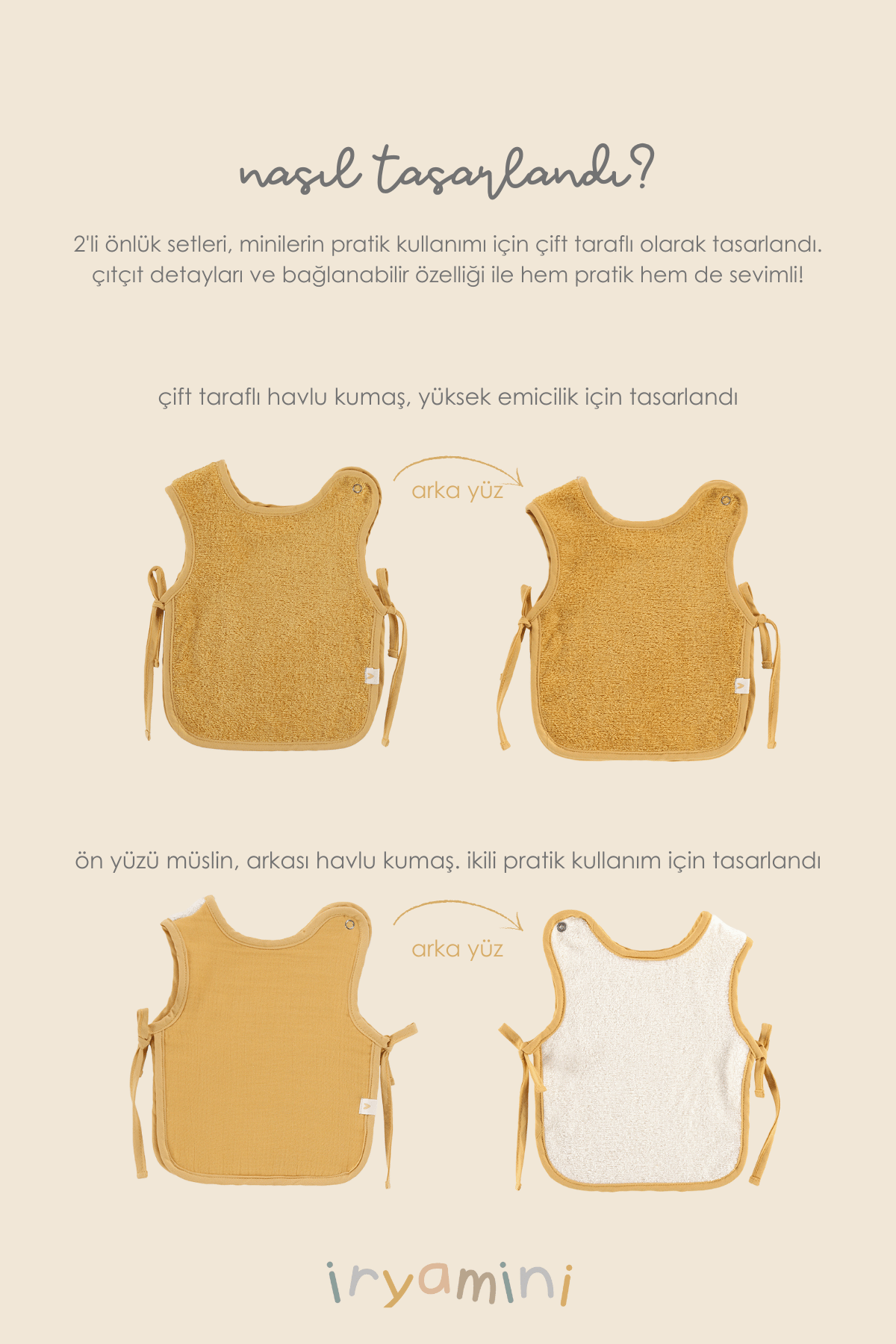 Colors of Joy 2-Piece Organic Cotton Muslin Baby Bib Set Mustard