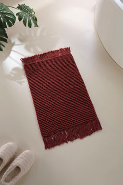 Lavish Hand-Woven Single Bath Mat 100% Cotton 50x70 Red