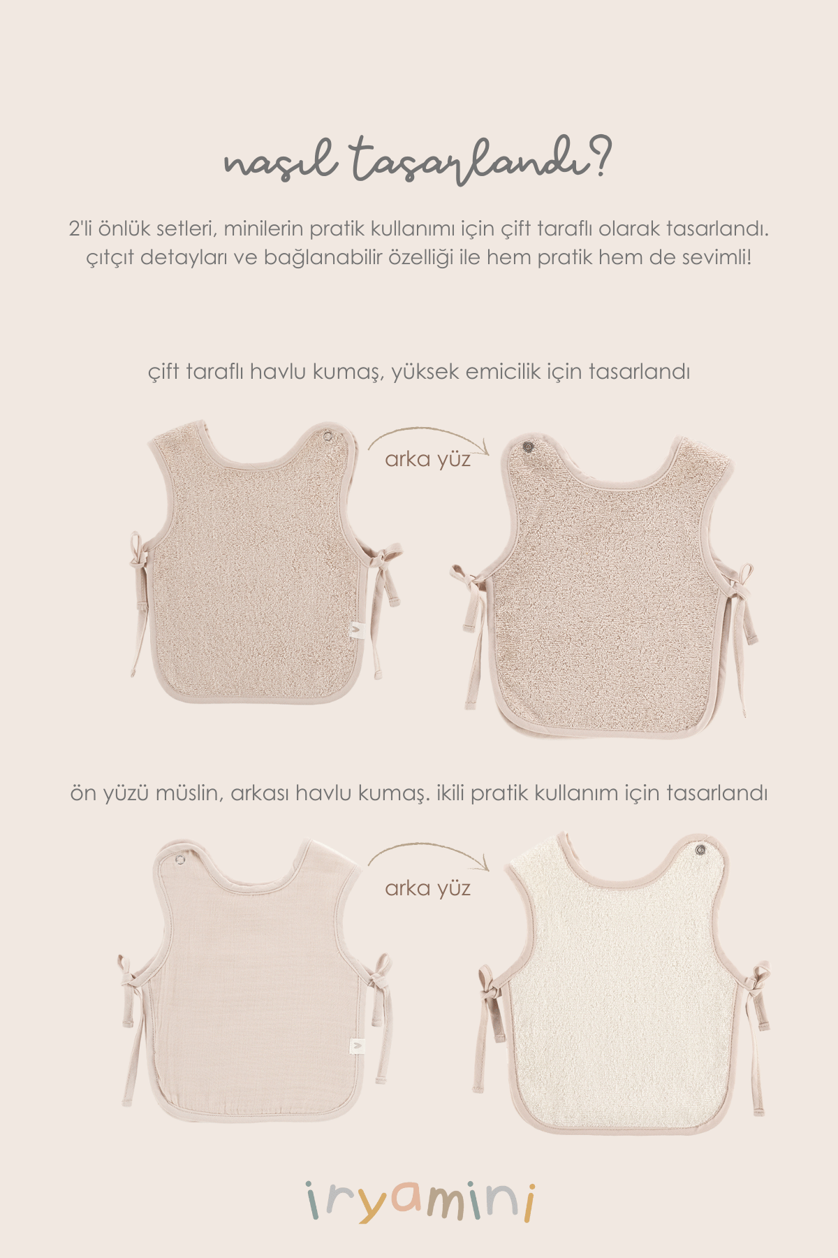 Colors of Joy 2-Piece Organic Cotton Muslin Baby Bib Set Beige