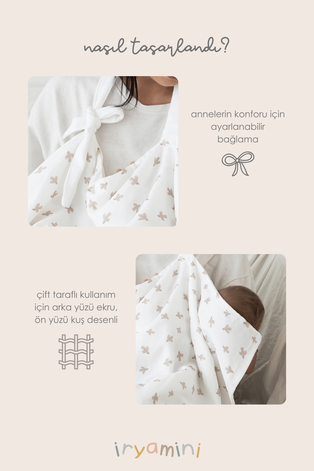 Birdie Organic Cotton Muslin 4 Layer Nursing Cover White