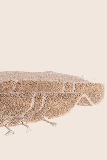 Travertine Yuvarlak Banyo Paspası %100 Pamuk 100x100 Kahverengi