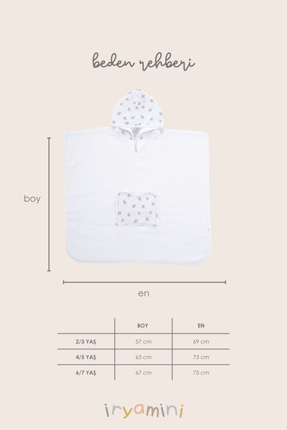 Birdie Organic Cotton Muslin Detailed Child Poncho White