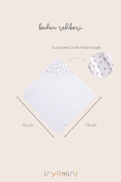 Birdie Organic Cotton Muslin Baby Swaddle White 75x75