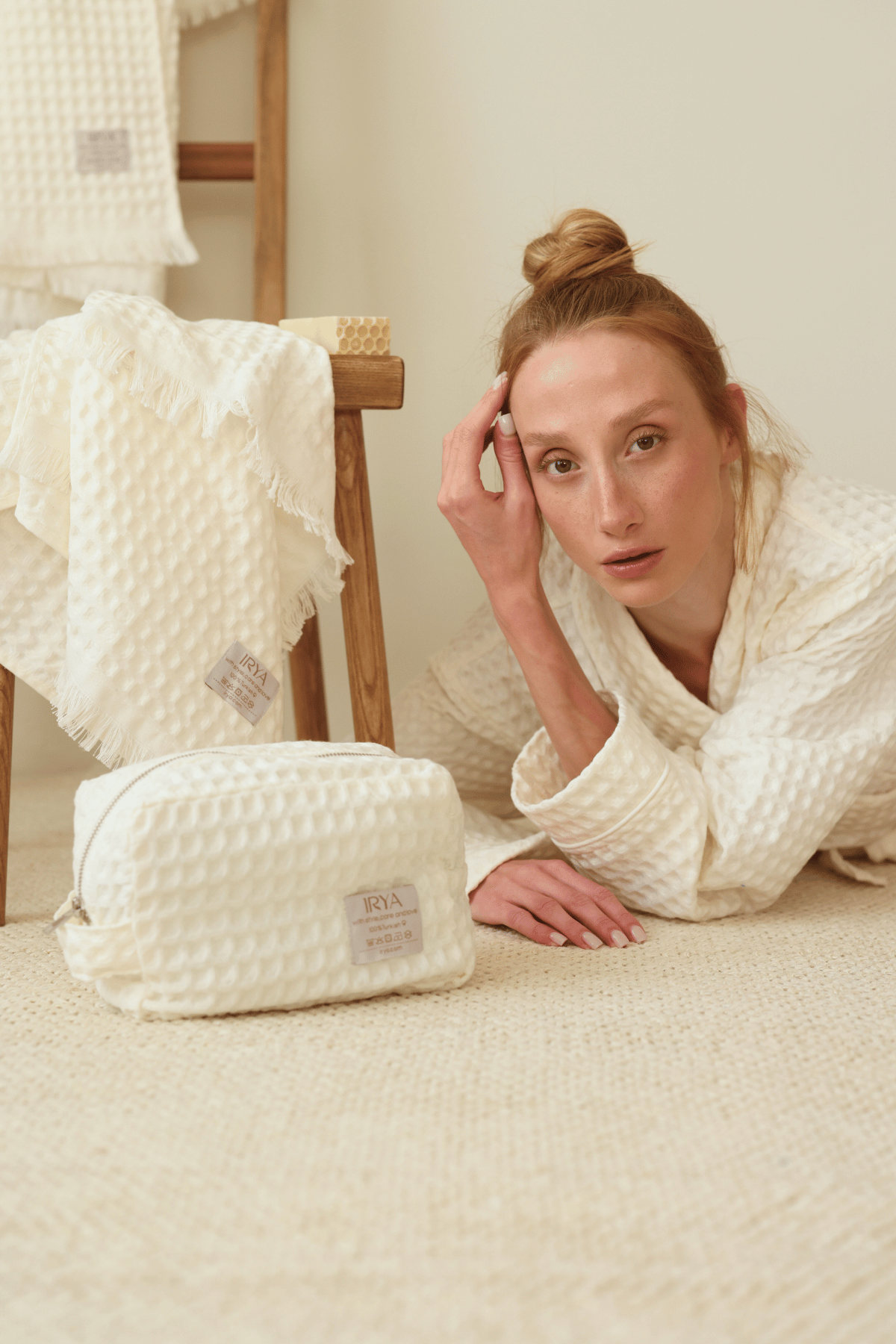 Aura Waffle Havlu Bakım Çantası Ekru