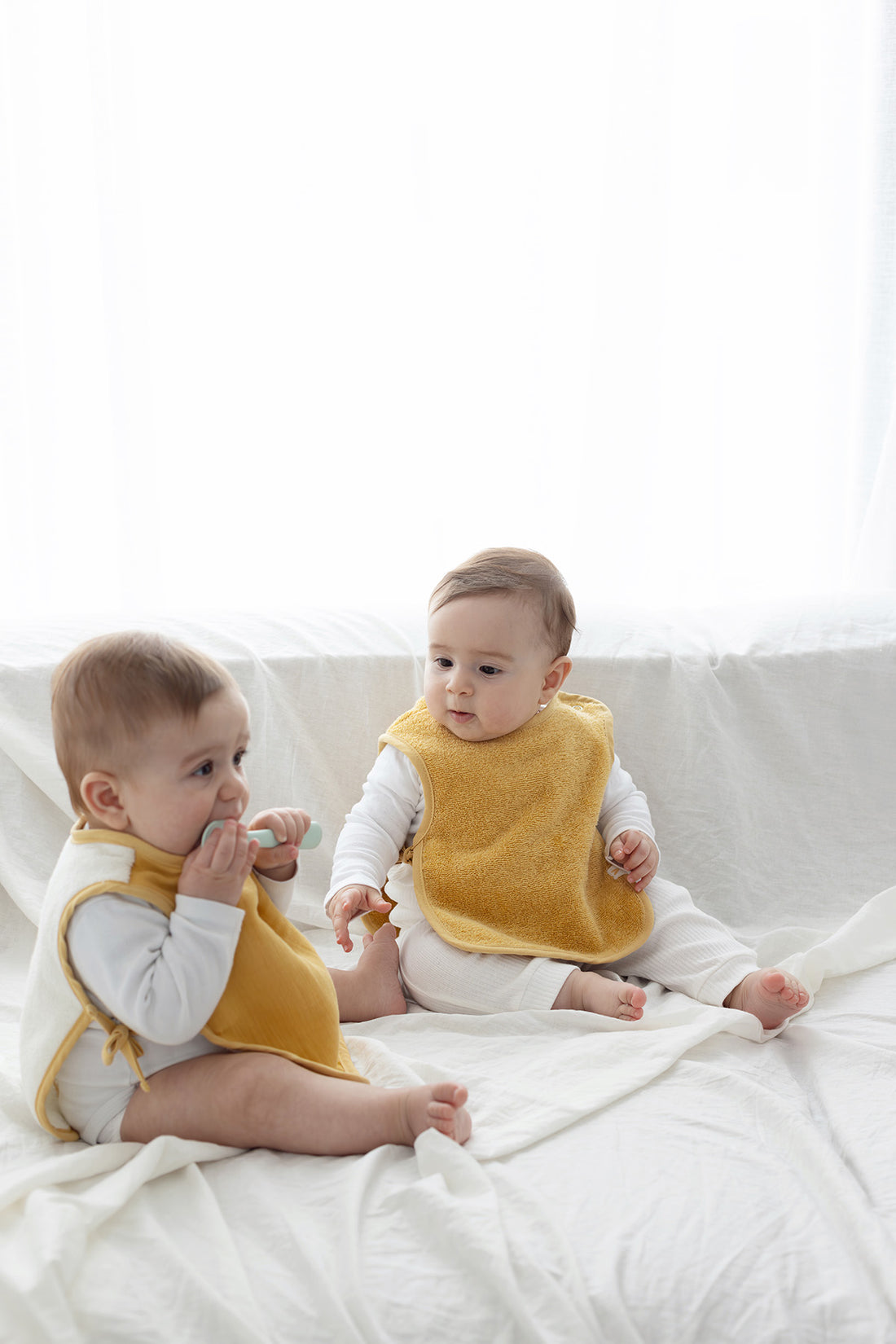 Colors of Joy 2-Piece Organic Cotton Muslin Baby Bib Set Mustard