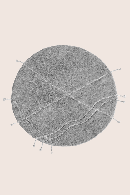 Travertine Yuvarlak Banyo Paspası %100 Pamuk 100x100 Gri