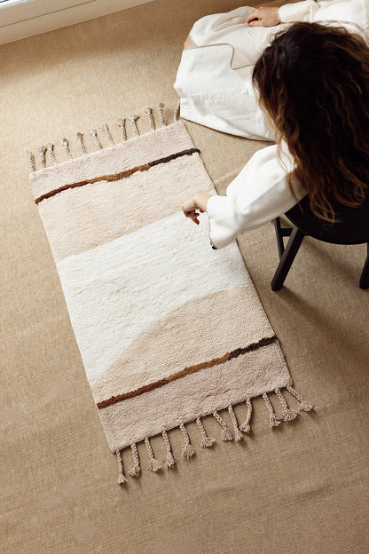 Marble Tekli Banyo Paspası %100 Pamuk 60x100 Kahverengi