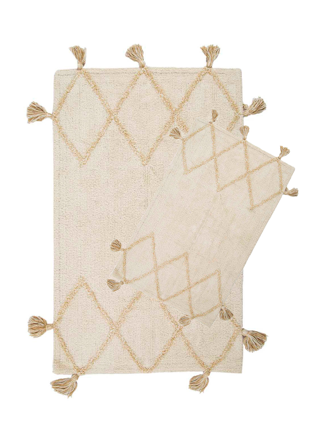 Agnes 2 Piece Bath Mat Set 100% Cotton 40x60 + 60x90 Ecru