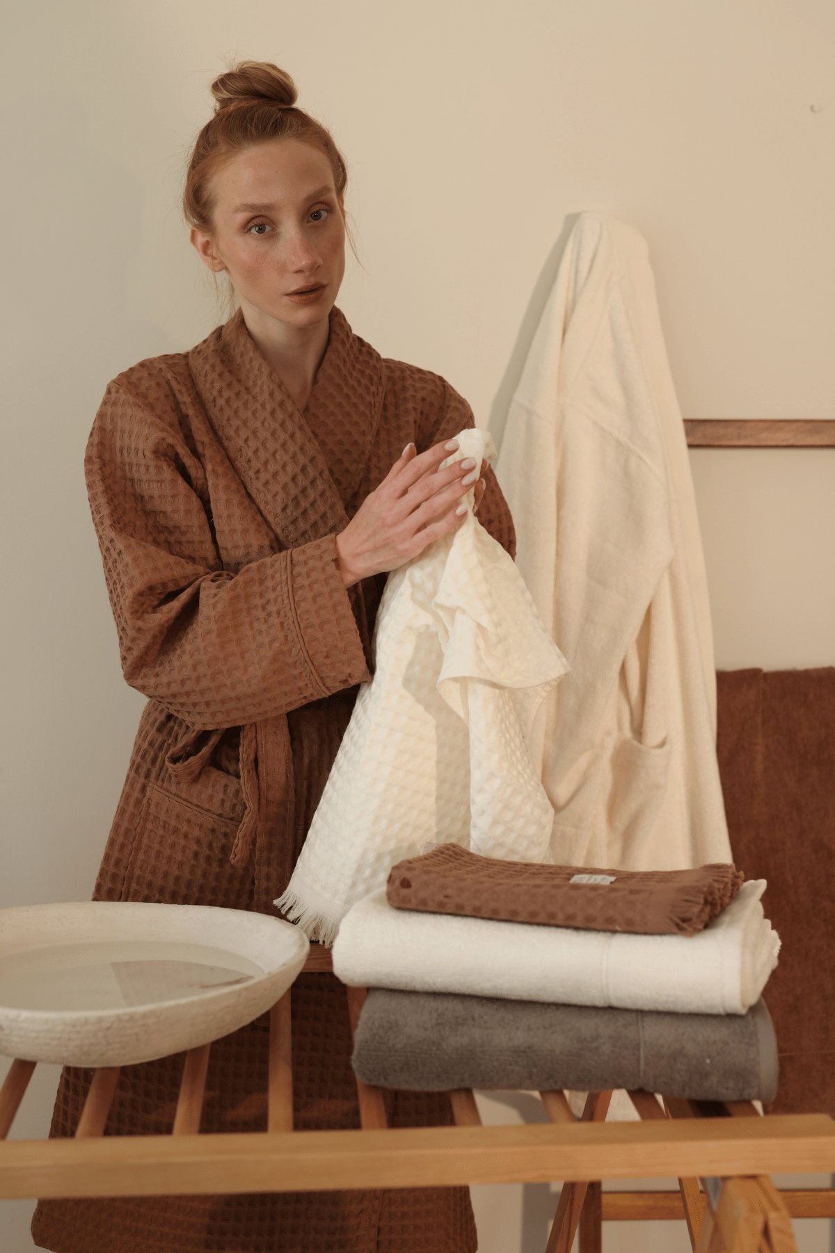 Aura Waffle Havlu Ekru 70x140