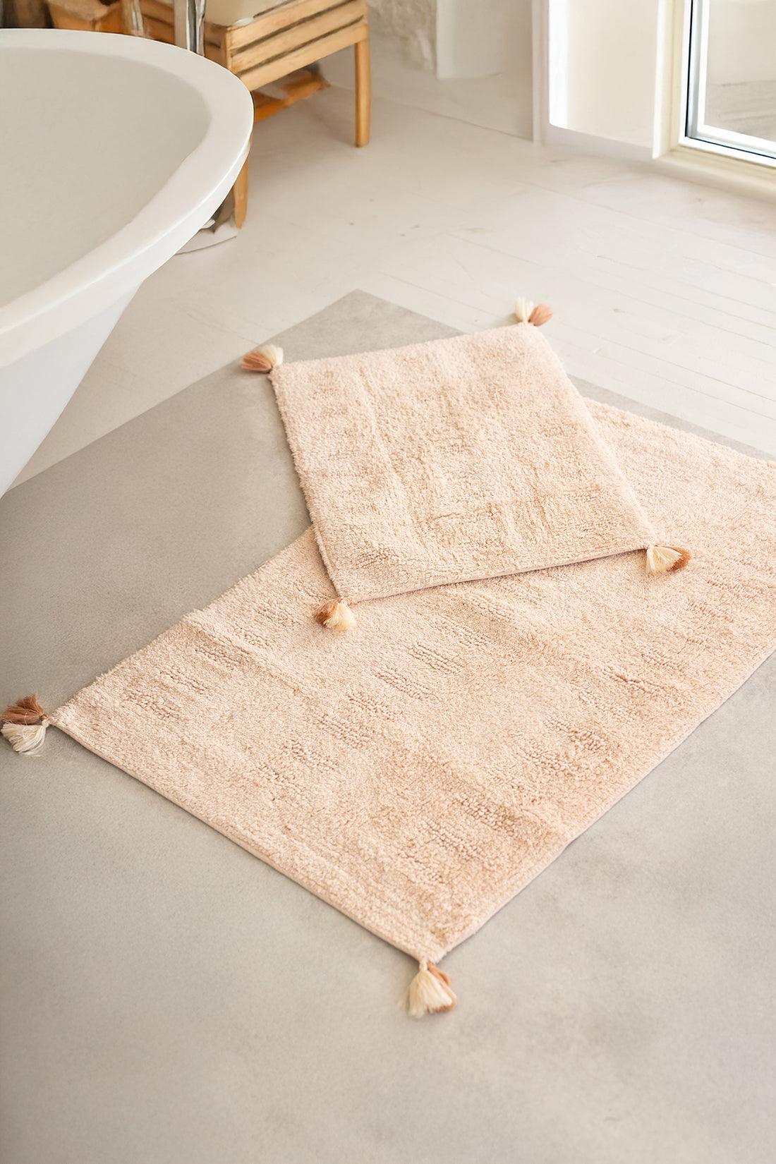 Togo 2 Piece Bath Mat Set 100% Cotton 40x60 + 60x90 Salmon
