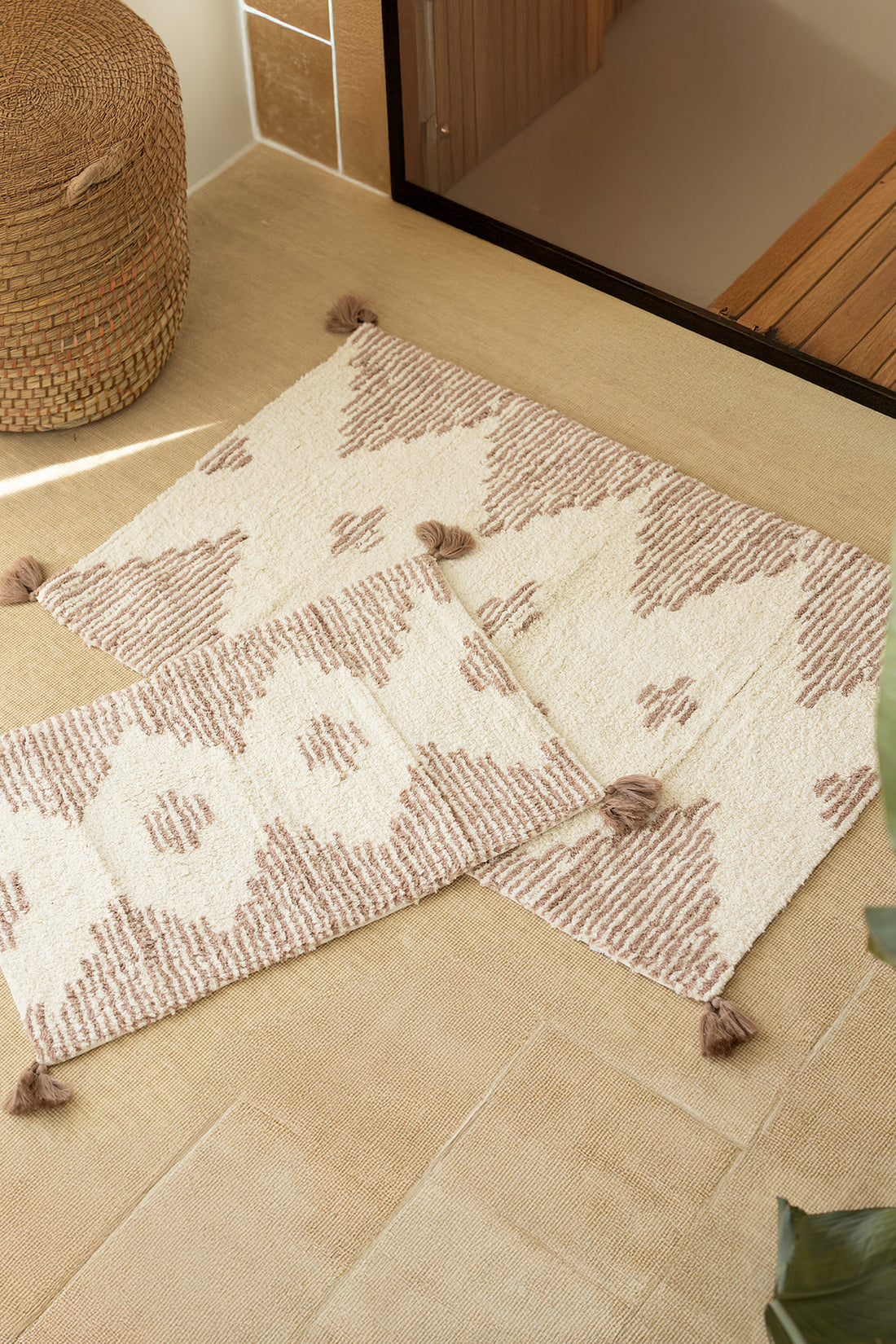 Mistic 2 Piece Bath Mat Set 100% Cotton 40x60 + 60x90 Brown